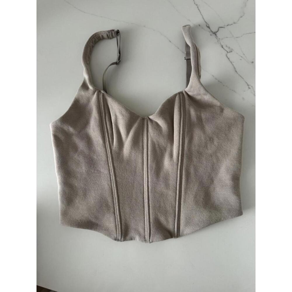 Gilly Hicks Beige Corset Style Crop Top with Adjustable Straps Size Small